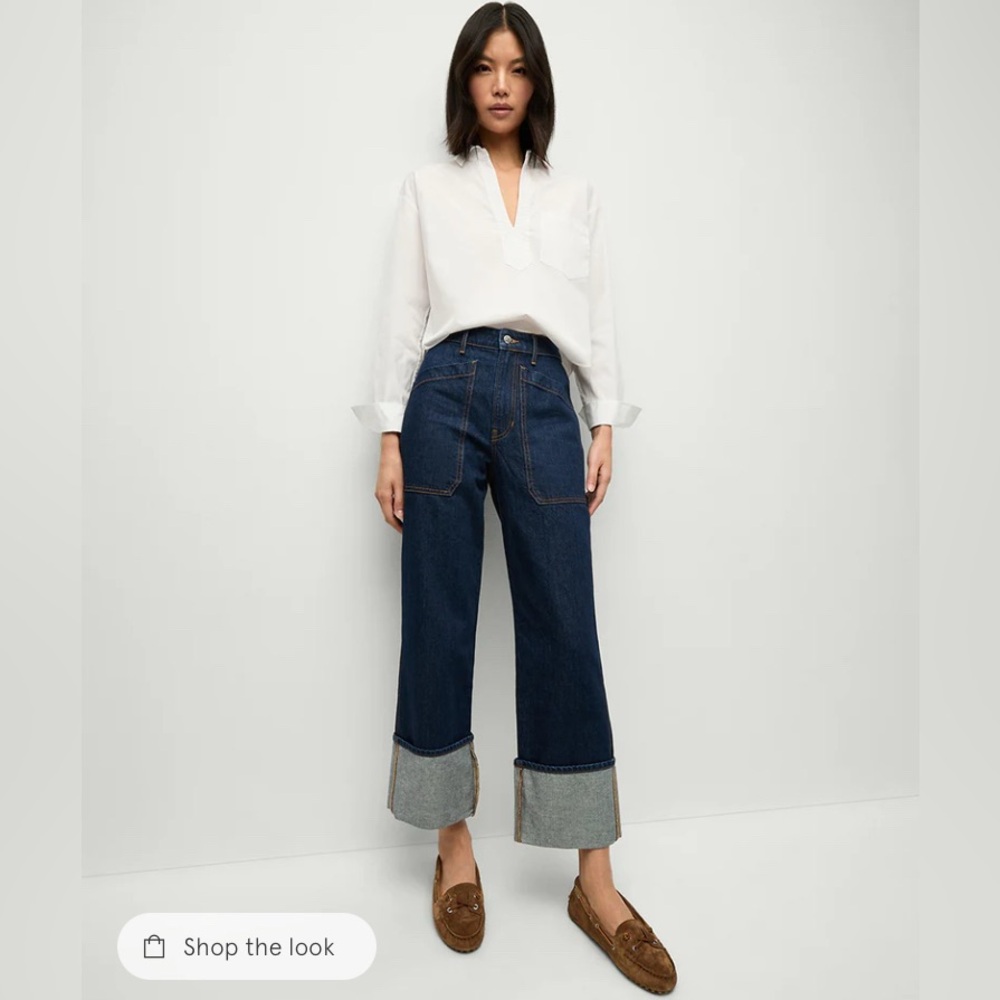 Veronica Beard Dylan Cuffed Cargo Straight-Leg Jean